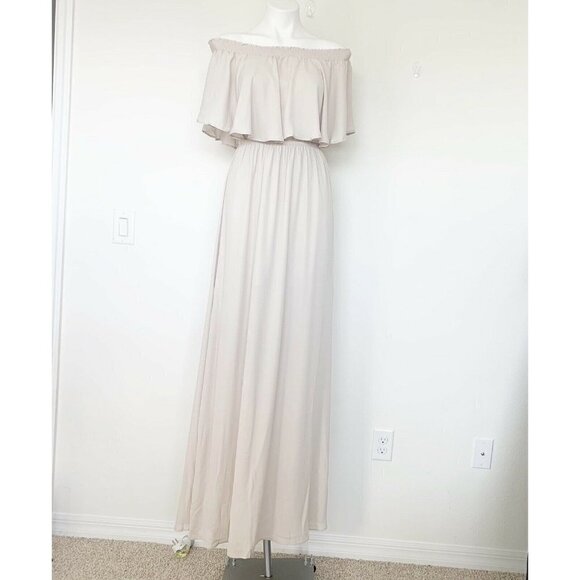 NWT Show Me Your Mumu Hacienda Maxi Dress SMALL Show Me The Ring Crisp beige - Picture 6 of 12